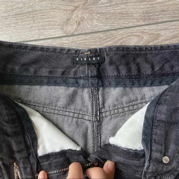 Sisley Black Washed Cuffed Jean Shorts  6” - Picture 10 of 10